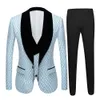 Nieuwe 3 Stuks Heren Trouwpak Drie Stukken Stippen Gedrukt Slim Fit Notch Revers Smoking Tailcoat Beste Mannen Double breasted Vest 91Rf #