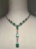 Chains ZOCA 925 Sterling Silver Vintage Green Necklace Water Droplets Pendant Fashion Crystal Bridal Choker Wedding Jewelry