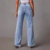 女性のジーンズ快適でカジュアルなルーズパッチワークワイドレッグ