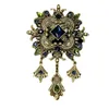 Tendencia europea y americana Diseño de nicho retro Artesanía exquisita Broche de diamantes de imitación brillante Pendientes Conjunto de joyería 240320