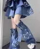 Y2k Skirt Blue Cute Denim Suspender Dress for Women Spring Autumn Summer Cake Puffy Short Two-piece Set