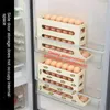 Kök förvaring kylskåp ägglåda automatisk rullning hållare stor kapacitet dedikerad rullning för