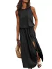 Casual Dres Sommer Dr Frauen Sleevel Lg Maxi Sexy Seitenschlitz Designer Stil FI Sundr Weibliche Feste Lose DrCasual I7gu #