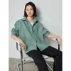 Kvinnors blusar Toyouth Women Blus Shirt 2024 Spring Pocket Snap Button Office Lady Workwear Casual Tops
