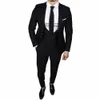 fi Schwarz Herren Anzug Slim Fit Spitze Revers Formale Busin Blazer Hochzeit Bräutigam Smoking Kostüm Homme 3 Stücke Jacke Weste Hosen p4CS #