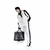 elegant Black White Color Ctrast Sports Shirt Set Lg Sleeved Polo Shirt Sweatpants Two Piece Set Casual Handsome Tracksuit J9kL#