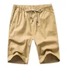 Verão designer casual na altura do joelho algodão linho mens shorts sólidos cordão cintura elástica jogging atlético calças curtas roupas leves