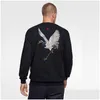 Men'S Hoodies & Sweatshirts Mens Chinese Style Designer Crane Embroidery Black Fleece Plover Pure Cotton Sweater Men And Women Couple Dhl7N