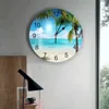 Wall Clocks Coconut Tree Beach Sea Sky Clouds Creative Clock For Home Office Decoration Living Room Bedroom Kids Hanging Watch