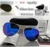 Lens en verre de haute qualité Polit Classic Eyewear Men Women Lones de soleil UV400 Brand Designer 58 mm 62 mm Miroir Miroir Unisexe Sun Glass4757507