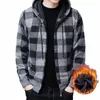 Mannen Trui Jas Fi Winterjas Fleece Hoodies Hoge Kwaliteit Luxe Geruite Capuchon Gebreid Vest Mannelijke Bovenkleding N4ex #