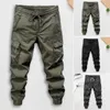 Men's Pants Men Cargo Spring Outdoor With Elastic Waist Drawstring Solid Color Streetwear Trousers For Sports