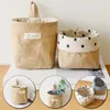 Storage Bags Jute Cotton Linen Bag Desktop Basket Hanging Pocket Small Sack Sundries Box With Handle Cosmetic