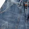 Мужские джинсы, тяжелые прямые джинсовые брюки из чистого хлопка, синие ковбойские брюки-карго в стиле ретро, мужские