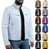 Rua jaquetas de couro homens primavera outono motocicleta pu leahter jaquetas masculino na moda gola casual blusão casaco fino l7Ll #