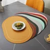 Tapis de Table en cuir PU, napperons Double face, 2 couleurs, coussinets antidérapants, isolation thermique, résistant à l'huile, épaississement ovale pour salle à manger