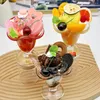 장식용 꽃 가짜 과일 푸딩 컵 젤리 컵 디저트 케이크 가게를위한 맑은 기울어 진 전채