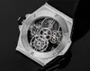 New 2024 HBF 45mmX15.30mm integrated 6035 manual chain tourbillon movement 72 hours endurance electroplated plated 18K imported Thailand natural rubber