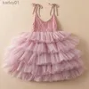 Flickans klänningar Little Girls Dress for Kids Summer Princess Födelsedagsfest GOLE SOBE Wedding Cake Fluffy Dresses Children Ceremonies Kläder YQ240327