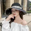 Berretti 2024 stile coreano estate moda donna lettera nastro a tesa larga traspirante secchio protezione esterna cappello da sole
