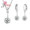 Ensemble de collier et boucles d'oreilles en argent Sterling 925 pour femmes, pendentifs, colliers et boucles d'oreilles en cristal, à la mode, de fiançailles et de mariage pour amoureux