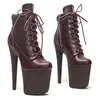 Танцевальные туфли Leecabe, 20 см/8 дюймов, ботинки из искусственной кожи на высоком каблуке для танцев на платформе с верхним шестом