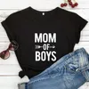 Women's T Shirts Cotton Mom of Boys T-shirt Söt mors dag t-shirt roligt liv tee shirt topp