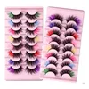 Faux cils 8 paires de cils de vison colorés yeux vaporeux naturels pour Halloween