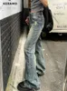 Damen Jeans 2024 Frühling Vintage Harajuku Y2K Hip Hop Lose Blaue Hosen Breites Bein Trashy Style Baggy Ripped Denim Hose
