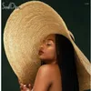 Шляпы с широкими полями Soefdioo, модная соломенная шляпа большого размера для женщин, складная шляпа от солнца, летняя повседневная пляжная кепка для отдыха