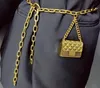 Mode Luxus Designer Gold Kette Gürtel Für Taille Taschen Frauen Hohe Quaity Höhlte Tasche Metall Gürtel Einstellbar Lange Bund mini Tasche