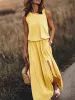 Casual Dres Summer Dr Women Sleevel LG Maxi Sexy Side Slit Designer Style Fi Sundr Mujer Sólido Flojo DrCasual L2RG #