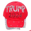 Partyhüte Trump 2024 Denim-Hut Lässige Diamant-Baseballkappe Verstellbare Baumwolle Großhandel Drop-Lieferung Hausgarten Festliche Lieferungen Dhonp