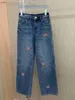 Women's Jeans designer Luxury women pants Designer jeans Fashion straight slim Embroidery ladies wide leg pantclothing O7MG