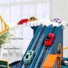 Carro de brinquedo rampa pista dinossauro escalada colinas railcar veículos coloridos construção jogo conjunto com 4 mini r crianças 240313