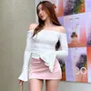 Женские футболки T Heziowyun Y2K Vintage Basic Tops Solid Color с длинным рукавом с длинным рукавом с отверйками для футболок для клубной уличной одежды для клубной уличной одежды