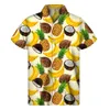 Mäns casual skjortor mango banan ananas grafisk skjorta män 3d tryck frukt hawaiian sommarstrand kort ärmknapp lapel aloha blus