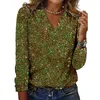 Women's Blouses Women Top Sparkling Sequin V Neck Blouse For Elegant Long Sleeve Pullover With Soft Fabric Stylish Pure Color Wear