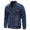 Mannen Denim Jassen Casual Effen Kleur Revers Enkele Breasted Blue Jeans Jas Mannen Lente Herfst Slim Fit Cott Uitloper Jassen a3ox #