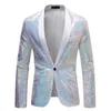 Shiny Gold Sequin Glitter Empelled Blazer Jacket Men Nightclub Prom Suit Coats Mens Costume Homme Stage Clothes for Singers 240313