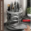 Kitchen Storage Rotating Cutter Holder Rotatable Stand Block With Flatware Utensil Drying Rack