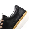 Casual Shoes Black Leather Sneakers Men Cowhide White Platform Loafer Man Moc-toe Flat Round-toe Comforatble Fitting