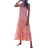 Casual Dresses Womens Floral Bohemian Long Dress Spaghetti Straps Sleeveless Boho Beach Maxi Swing Summer Midi