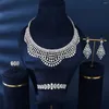 Colar brincos conjunto moda claro cz emirados árabes unidos dubai jóias de noiva para festa de casamento feminino brinco africano nigeriano