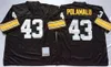 1975 Retro Football 7 Ben Roethlisberger Jersey 43 Troy Polamalu 83 Heath Miller 84 Antonio Brown 86 Hines Ward 32 Franco Harris Vintage Black White Stitched Team