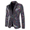 men Shiny Sequin Blazer Glitter Slim Fit One Butt Suit Jacket Party Prom Dr Night Club Stage Costume Male Tuxedo Suit Coat b6zX#