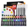 Racks Peinture Acrylique 24 Couleurs Ensemble de Peinture Acrylique Tube de 12 ML, avec 6 Pinceaux en Nylon, 1 Palette, Peinture pour Peinture sur Tissu Pigments Riches