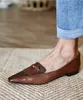 Retro Simple Shoes For Spring Slip On Korea Style Women Loafers Casual Flat Shoes Womens Flats Cowhide Loafers For Female 240307
