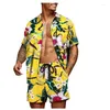 Chemises décontractées pour hommes T-shirt pour hommes Chemise à imprimé floral Set Short à manches courtes Costume Hommes Vêtements Hawaiian Holiday 2 pièces Ensembles MY753