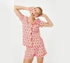 Damen-Pyjama mit Affenmuster, kurzärmelig, mit Knopf, lustiges grafisches Hemd, Pyjama-Set, 2-teiliges Set, kurze Nachtwäsche, Dessous 240327